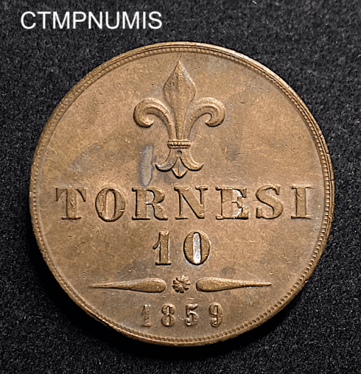 ,MONNAIE,ITALIE,NAPLES,SICILE,10,TORNESI,1859,