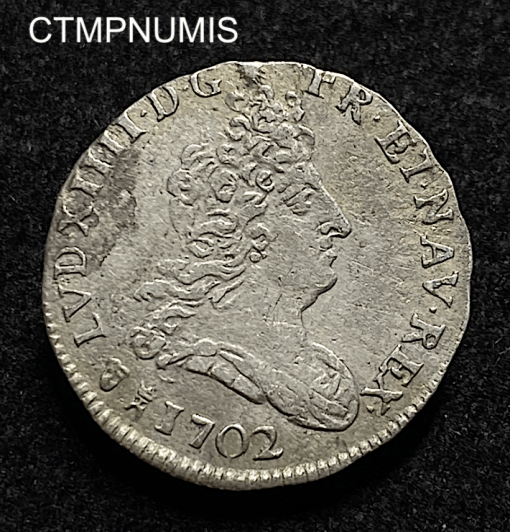,MONNAIE,ROYALE,LOUIS,XIV.5,SOLS,INSIGNES,1702,M,TOULOUSE,