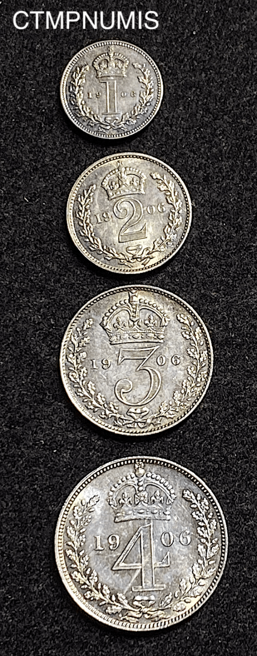 MONNAIE,ROYAUME,UNI,1,2,3,4,PENCE,ARGENT,1906,