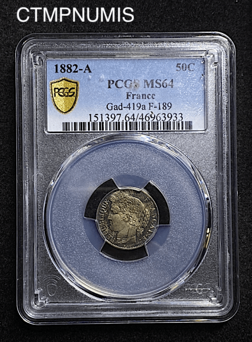 ,MONNAIE,FRANCAISE,50,CENTIMES,CERES,1882,MS64,