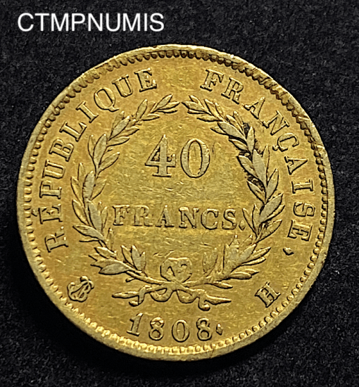 ,MONNAIE,40,FRANCS,OR,NAPOLEON,1808,H,LA,ROCHELLE,