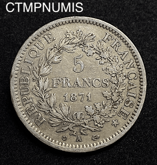 ,MONNAIE,5,FRANCS,ARGENT,HERCULE,1871,CAMELINAT,