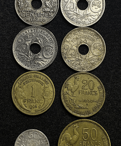 MONNAIE FRANCAISE   LOT DE 8 MONNAIES  DIFFERENTES   ANNEES PEU COMMUNES