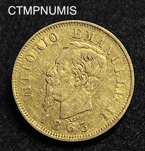 ,MONNAIE,ITALIE,10,LIRE,OR,1863,TURIN,