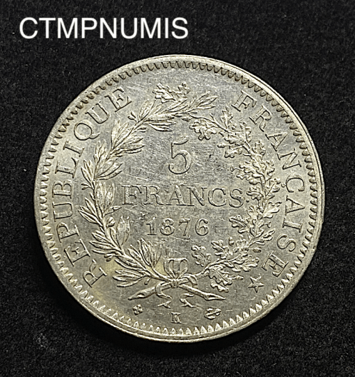 ,MONNAIE,5,FRANCS,ARGENT,HERCULE,1876,BORDEAUX,