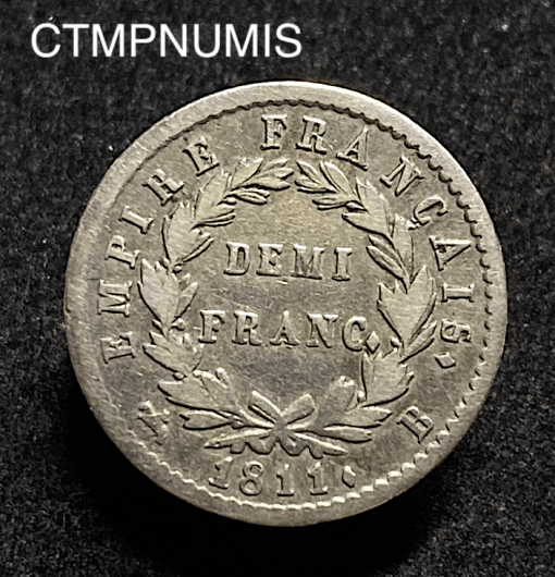 ,MONNAIE,EMPIRE,1/2,FRANC,ARGENT,NAPOLEON,1811,B,ROUEN,