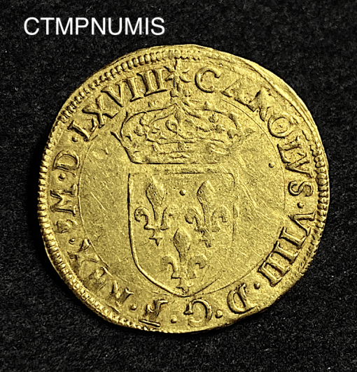 ,MONNAIE,ROYALE,ECU,OR,CHARLES,IX,1568,TOULOUSE,