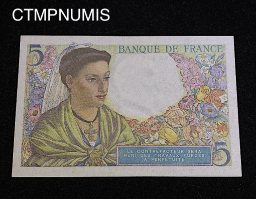 ,BILLET,5,FRANCS,BERGER,1943,NEUF,