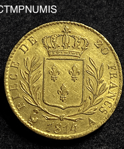 ,MONNAIE,ROYALE,20,FRANCS,OR,LOUIS,XVIII,1814,SUP,