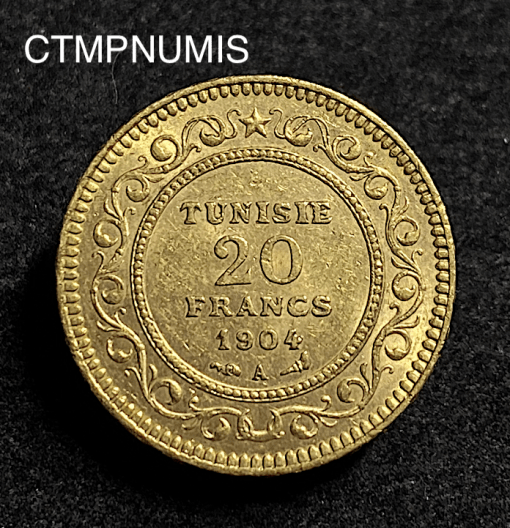 ,MONNAIE,TUNISIE,20,FRANCS,OR,1904,