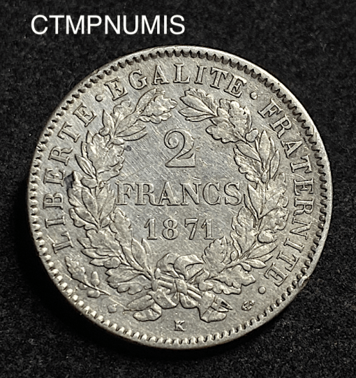 ,MONNAIE,2,FRANCS,ARGENT,CERES,1871,BORDEAUX,