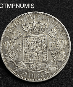 ,MONNAIE,BELGIQUE,5,FRANCS,ARGENT,1865,