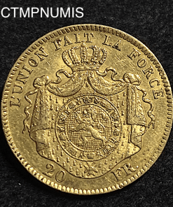 ,MONNAIE,BELGIQUE,20,FRANCS,OR,1869,TRANCHE,INVERSEE,