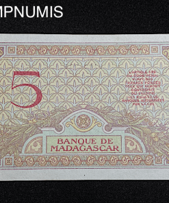,BILLET,MADAGASCAR,5,FRANCS,1926,NEUF,