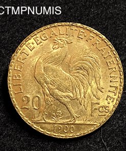 ,MONNAIE,20,FRANCS,OR,COQ,1900,