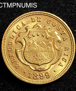 ,MONNAIE,COSTA,RICA,5,COLONES,OR,1899,