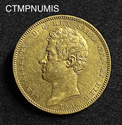 ,MONNAIE,ITALIE,100,LIRE,OR,1836,GENES,
