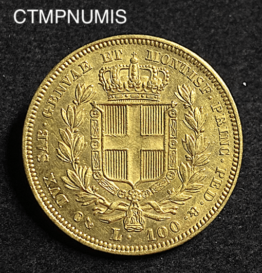 ,MONNAIE,ITALIE,100,LIRE,OR,1836,GENES,