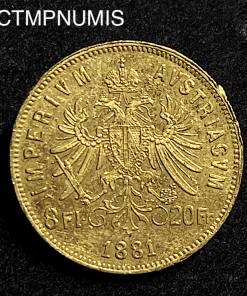 ,MONNAIE,HONGRIE,20,FRANCS,8,FORINT,OR,1881,