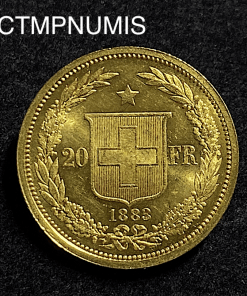 ,MONNAIE,SUISSE,20,FRANCS,OR,1883,SPL,