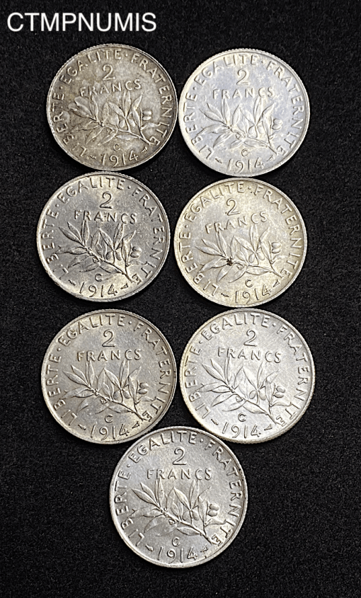 ,MONNAIE,2,FRANCS,ARGENT,SEMEUSE,1914,C,