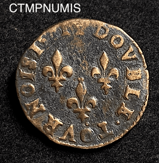 ,MONNAIE,ROYALE,HENRI,III,DOUBLE,TOURNOIS,1581,POITIERS,