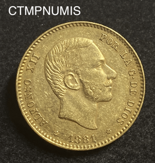 ,MONNAIE,ESPAGNE,25,PESETAS,OR,1881,