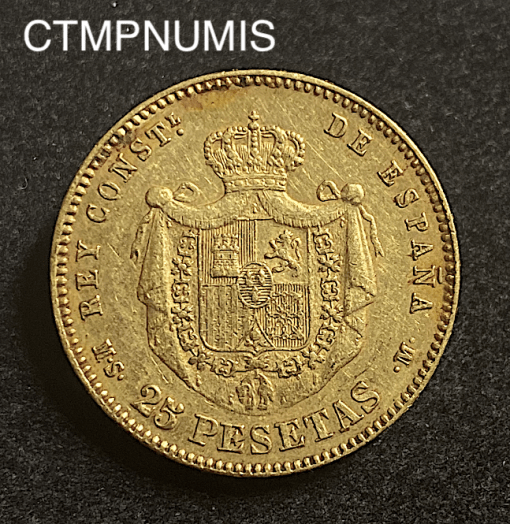 ,MONNAIE,ESPAGNE,25,PESETAS,OR,1881,