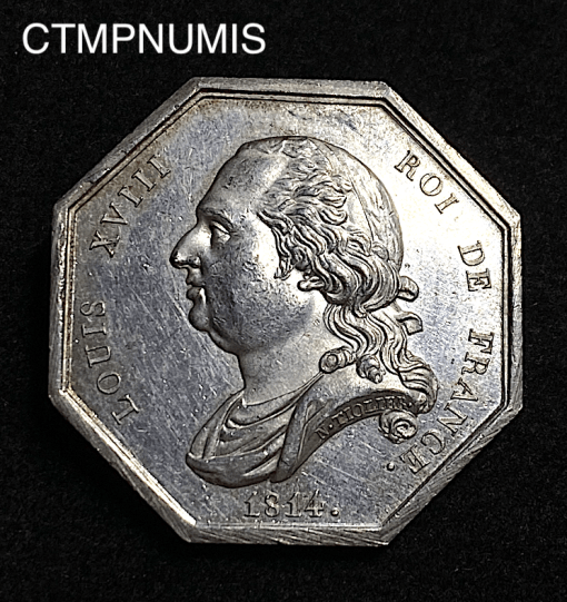 ,JETON,ARGENT,LOUIS,XVIII,NOTAIRES,BORDEAUX,1814,