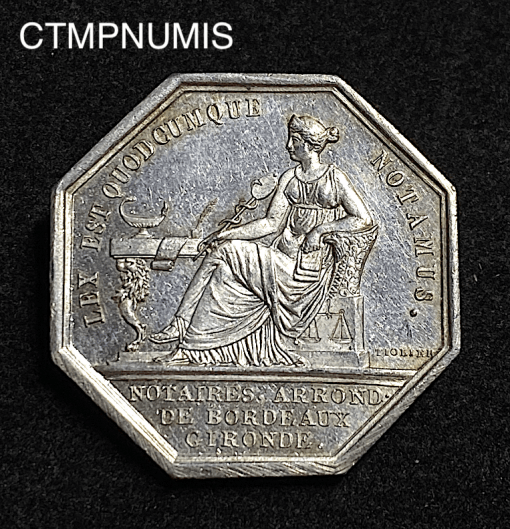 ,JETON,ARGENT,LOUIS,XVIII,NOTAIRES,BORDEAUX,1814,