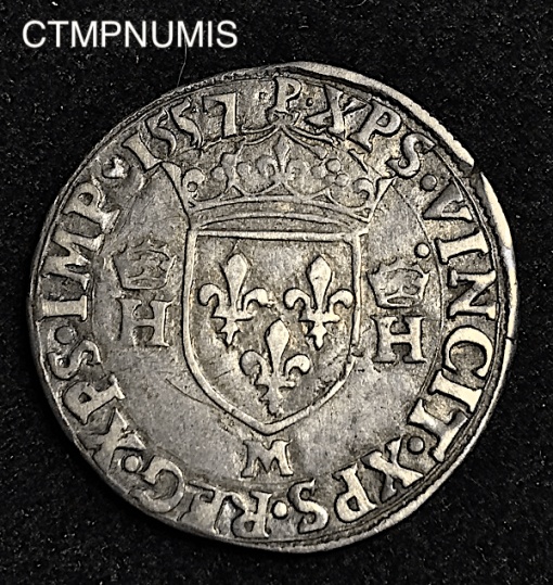 ,1/2,TESTON,ARGENT,HENRI,II,1557,TOULOUSE,