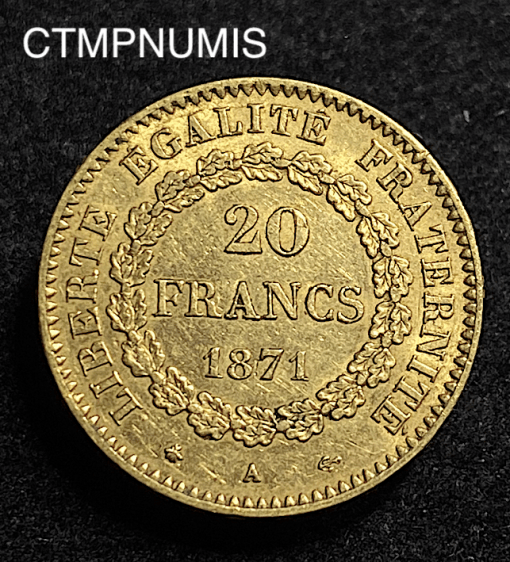 ,MONNAIE,20,FRANCS,OR,GENIE,1871,