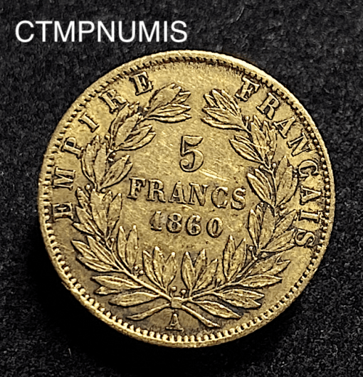 ,MONNAIE,5,FRANCS,OR,NAPOLEON,1860,