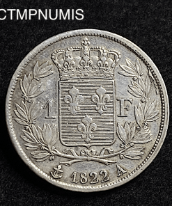 ,MONNAIE,ROYALE,1,FRANC,ARGENT,LOUIS,XVIII,1822,