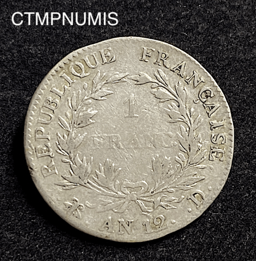 ,MONNAIE,CONSULAT,1,FRANC,ARGENT,BONAPARTE,AN12,LYON,