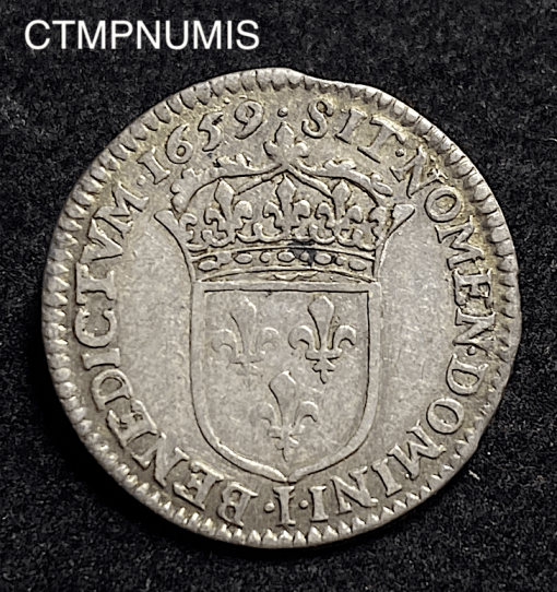 ,MONNAIE,ROYALE,1/12,ECU,MECHE,LONGUE,LOUIS,XIV,1659,LIMOGES,