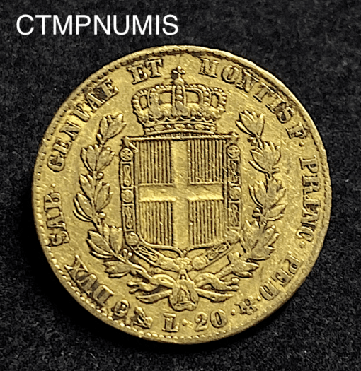 ,MONNAIE,ITALIE,20,LIRE,OR,1831,GENES,