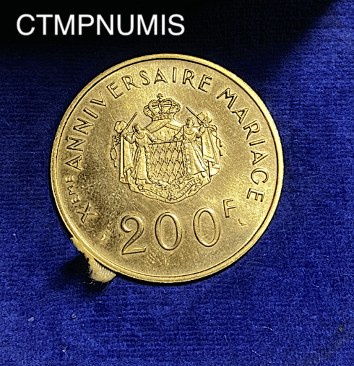 ,MONNAIE,MONACO,200,FRANCS,OR,GRACE,RAINIER,1966,