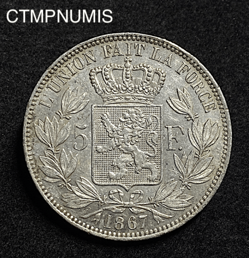 ,MONNAIE,BELGIQUE,5,FRANCS,ARGENT,1867,POINT,