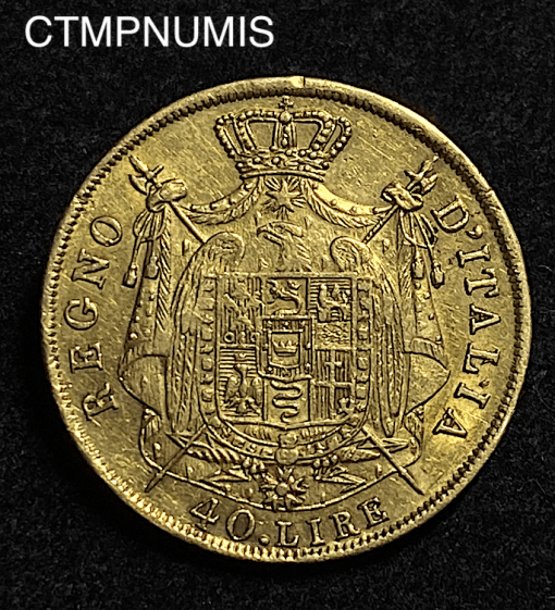 ,MONNAIE,ITALIE,40,LIRE,OR,1810,NAPOLEON,