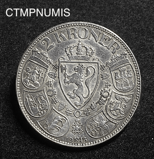 ,MONNAIE,NORVEGE,2,KRONER,ARGENT,1915,