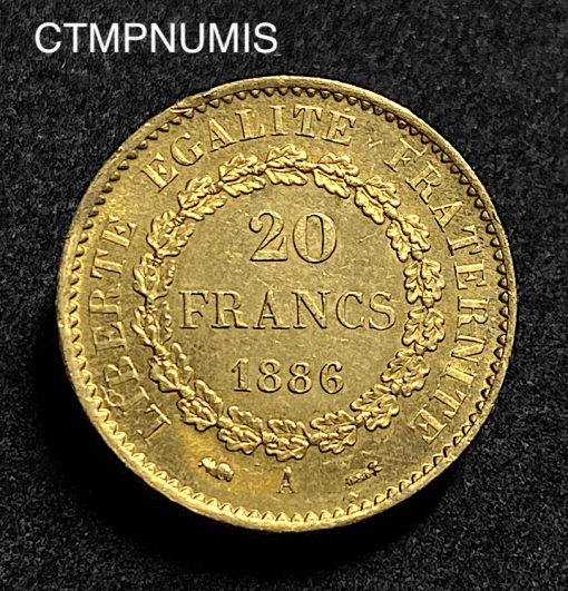 ,20,FRANCS,OR,GENIE,1886,