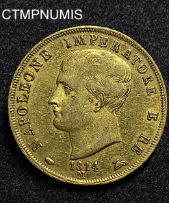 ,MONNAIE,ITALIE,40,LIRE,OR,NAPOLEON,1814,
