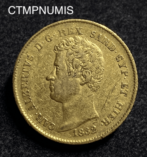 ,MONNAIE,ITALIE,20,LIRE,OR,1832,TURIN,