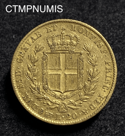 ,MONNAIE,ITALIE,20,LIRE,OR,1832,TURIN,