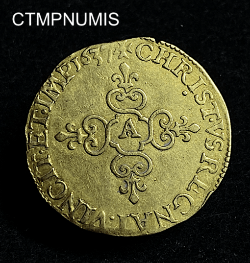 ,MONNAIE,ROYALE,ECU,OR,LOUIS,XIII,1637,