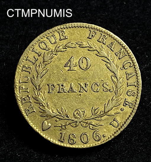 ,MONNAIE,40,FRANCS,OR,NAPOLEON,1806,U,TURIN,