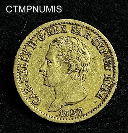,MONNAIE,ITALIE,20,LIRE,OR,1827,TURIN,