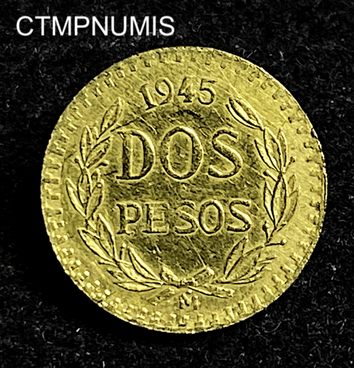 ,MONNAIE,MEXIQUE,2,PESOS,OR,1945,