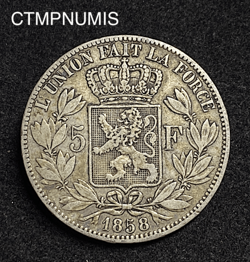 ,MONNAIE,BELGIQUE,5,FRANCS,ARGENT,1858,